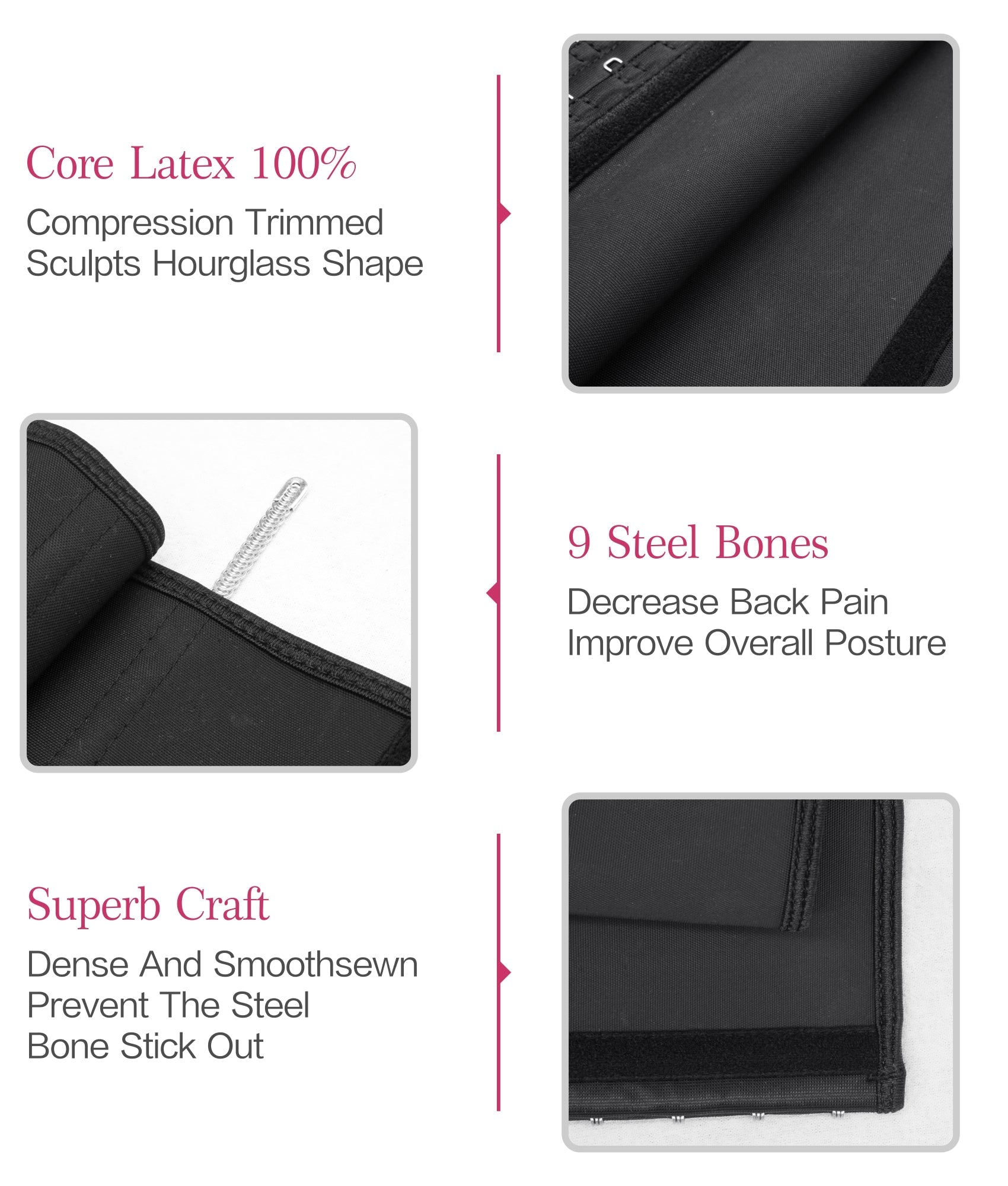 Smooth Latex Steel Boned Waist Trainer