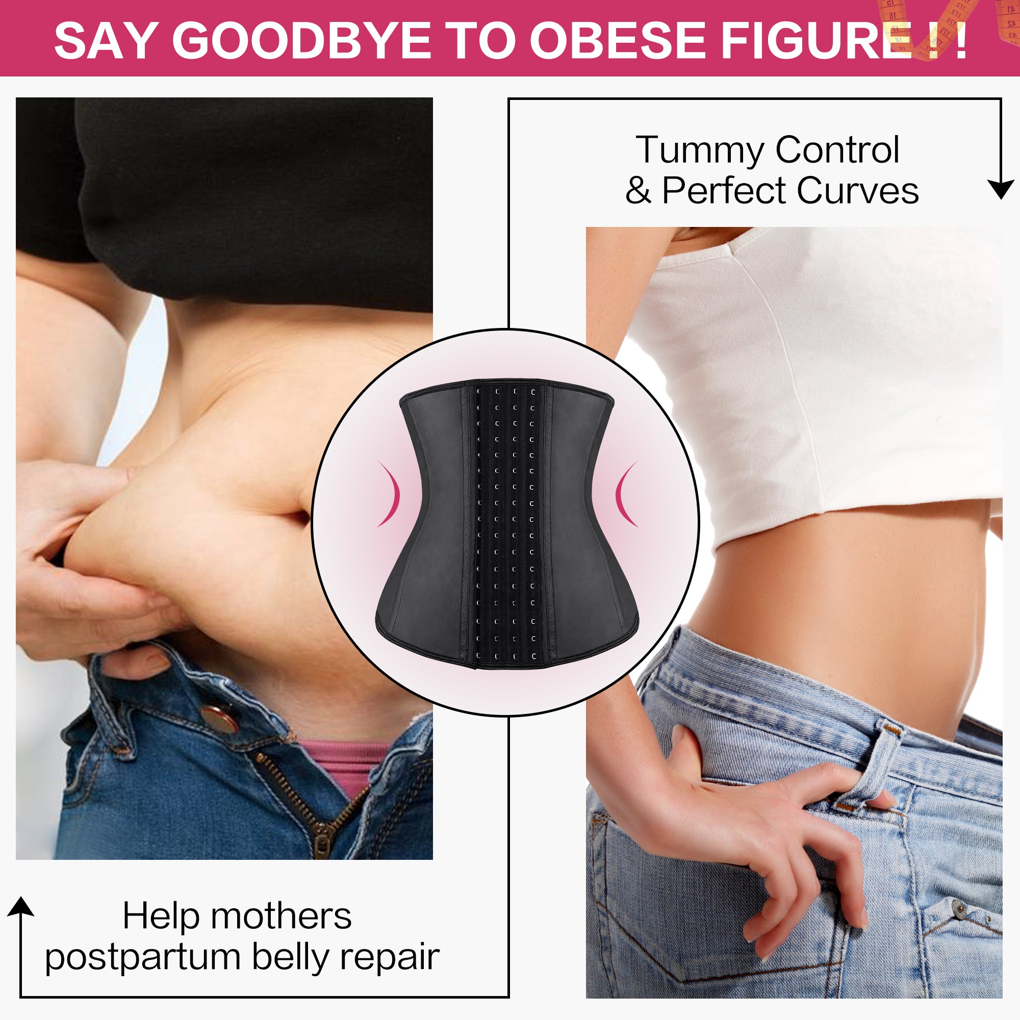 Smooth Latex Steel Boned Waist Trainer