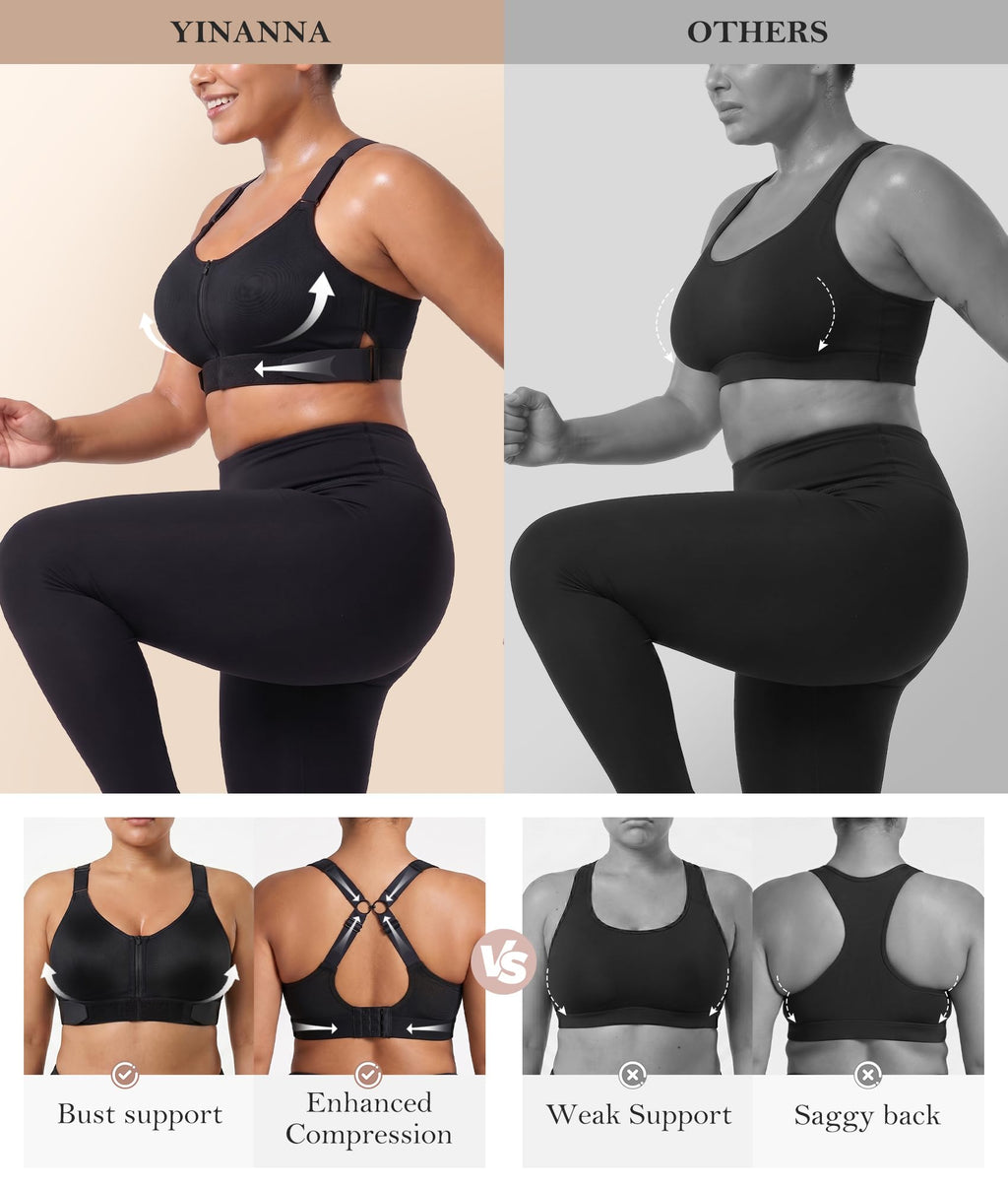 Front Zip High Support Sports Bra