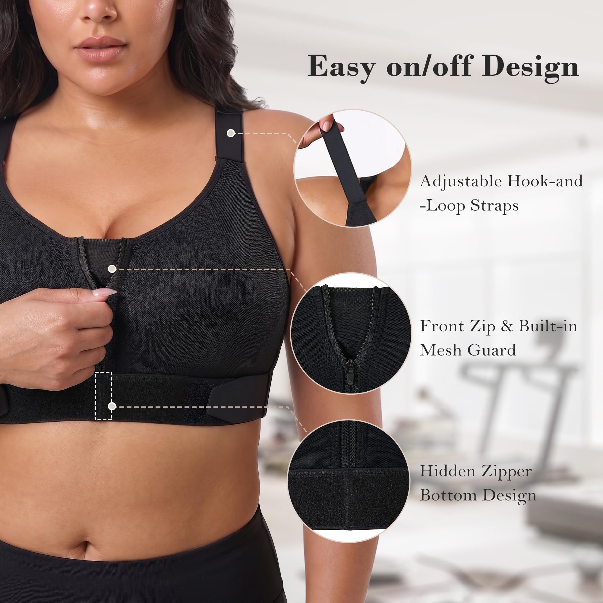 Front Zip High Support Sports Bra