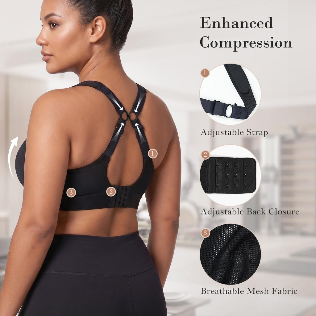 Front Zip High Support Sports Bra
