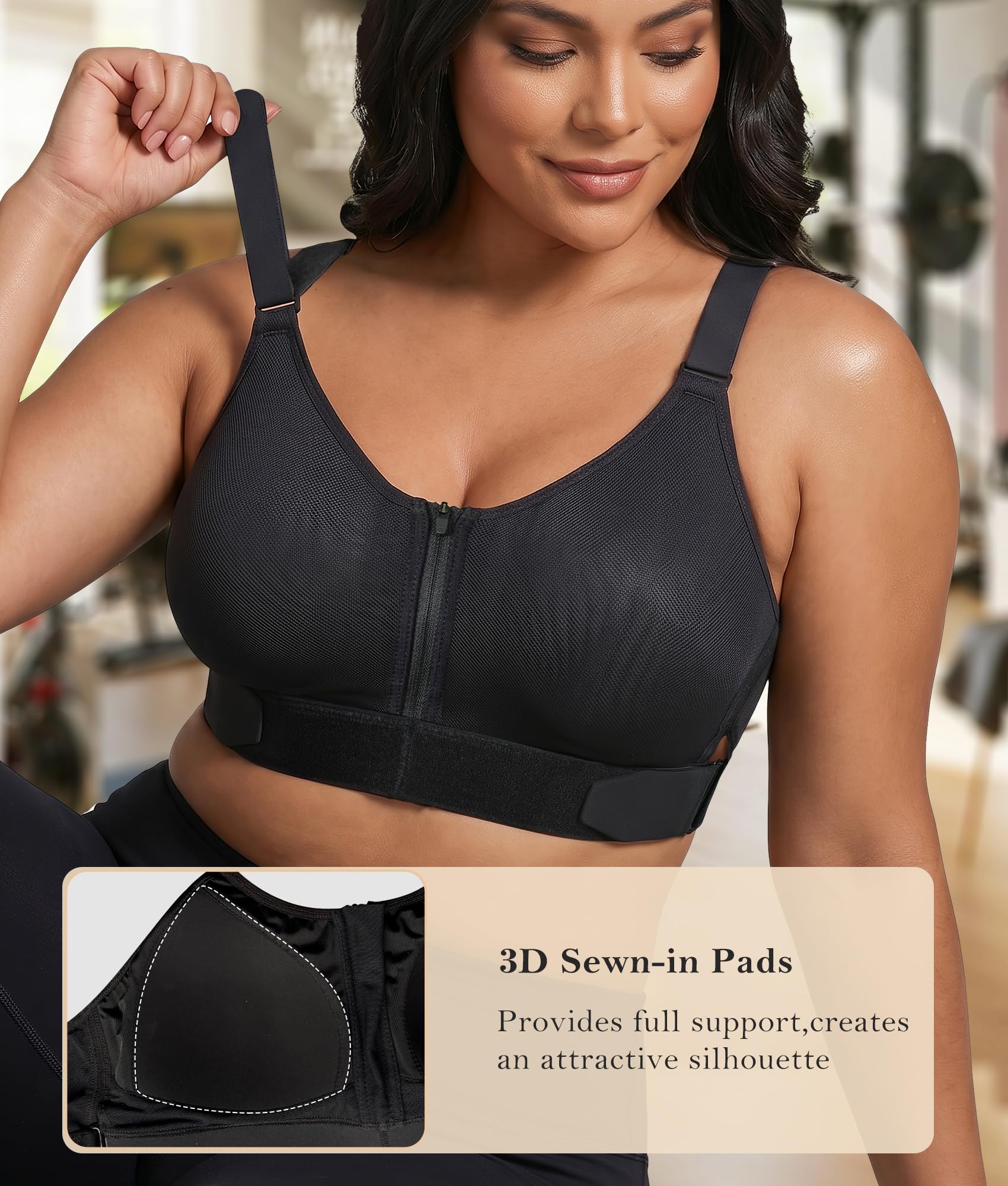Front Zip High Support Sports Bra