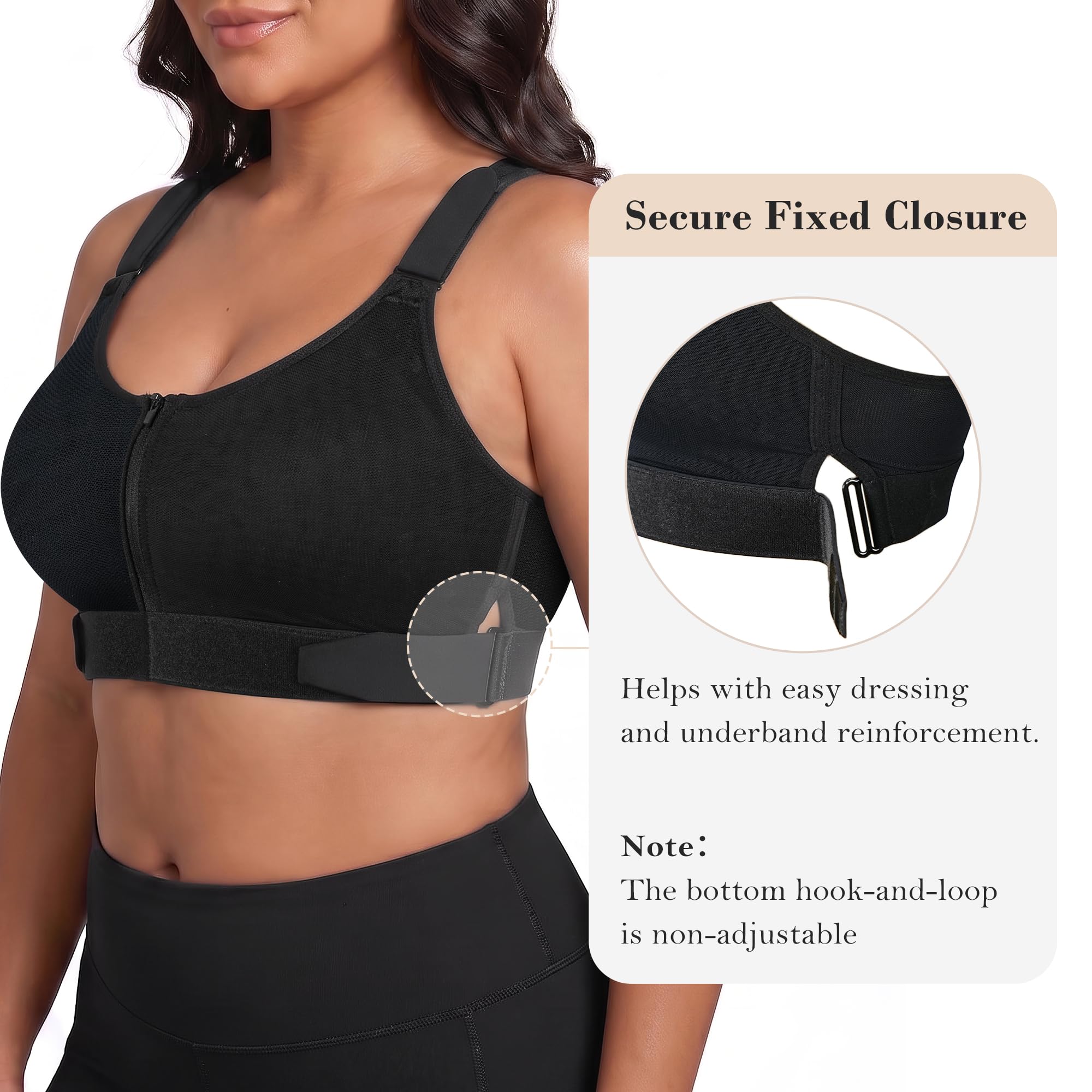 Front Zip High Support Sports Bra