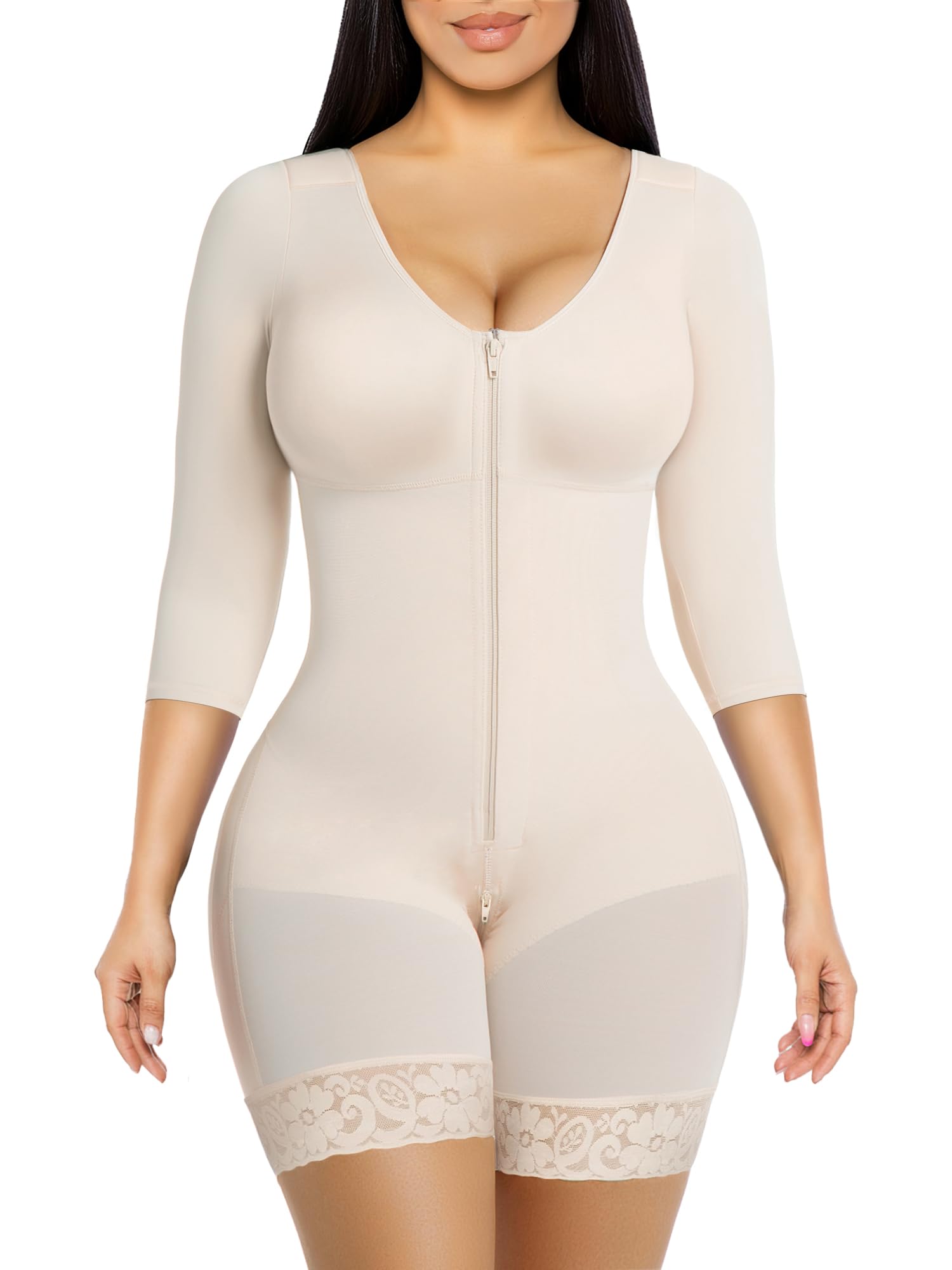 Long Sleeve Full Bust Mid-Thigh Faja Bodysuit