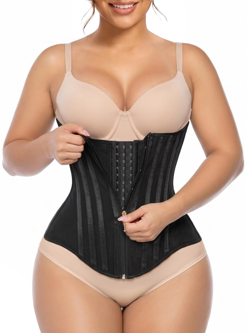 Double Layer Waist Trainer Zipper Hooks 19 Bones