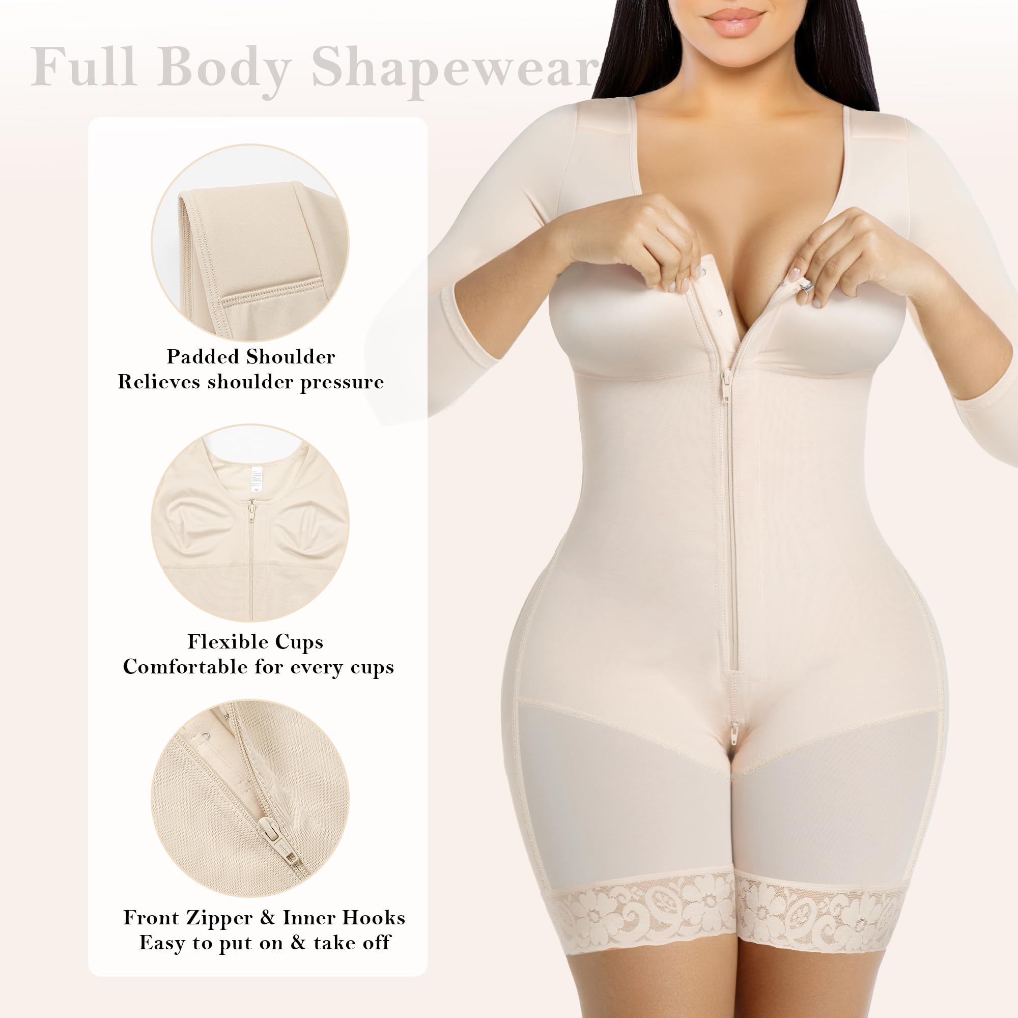 Long Sleeve Full Bust Mid-Thigh Faja Bodysuit