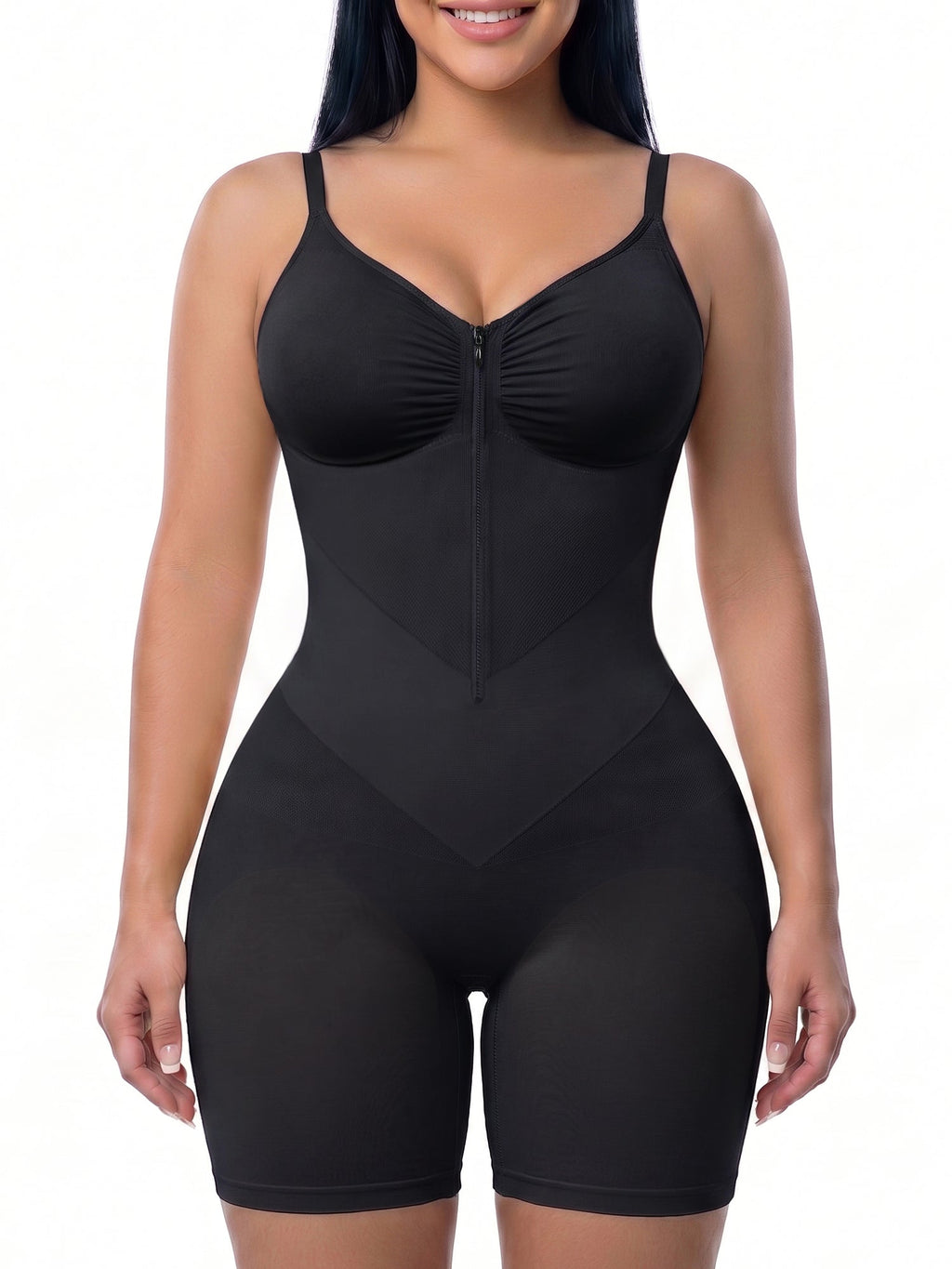V-Shaped Tummy Control Shapewear Zip-Up Bodysuit