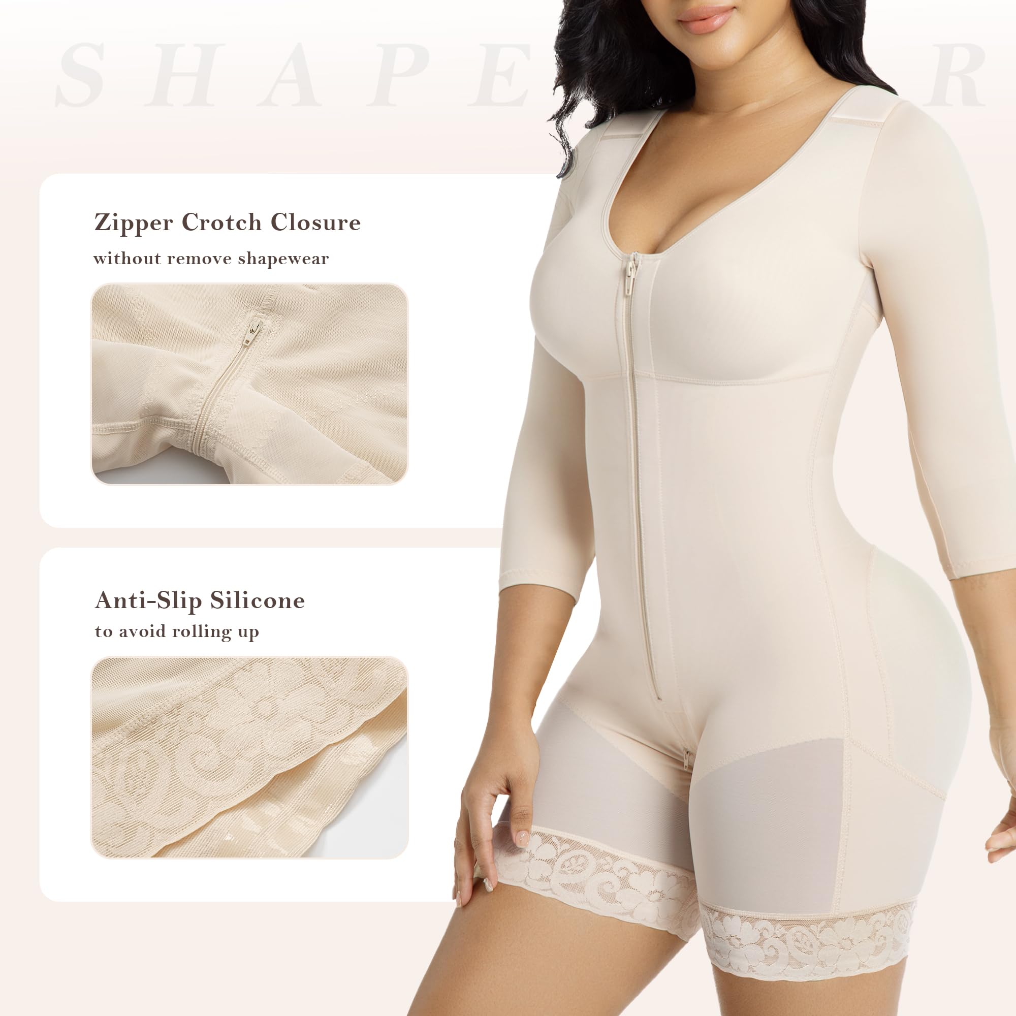 Long Sleeve Full Bust Mid-Thigh Faja Bodysuit