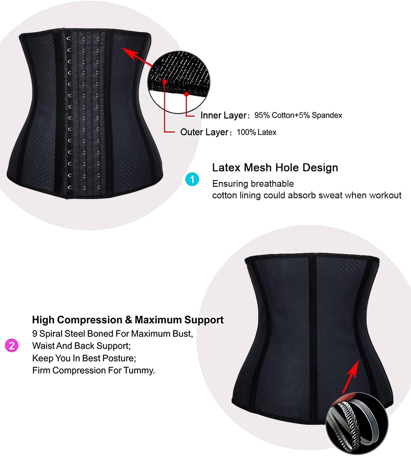 Breathable Mesh Steel Boned Waist Trainer