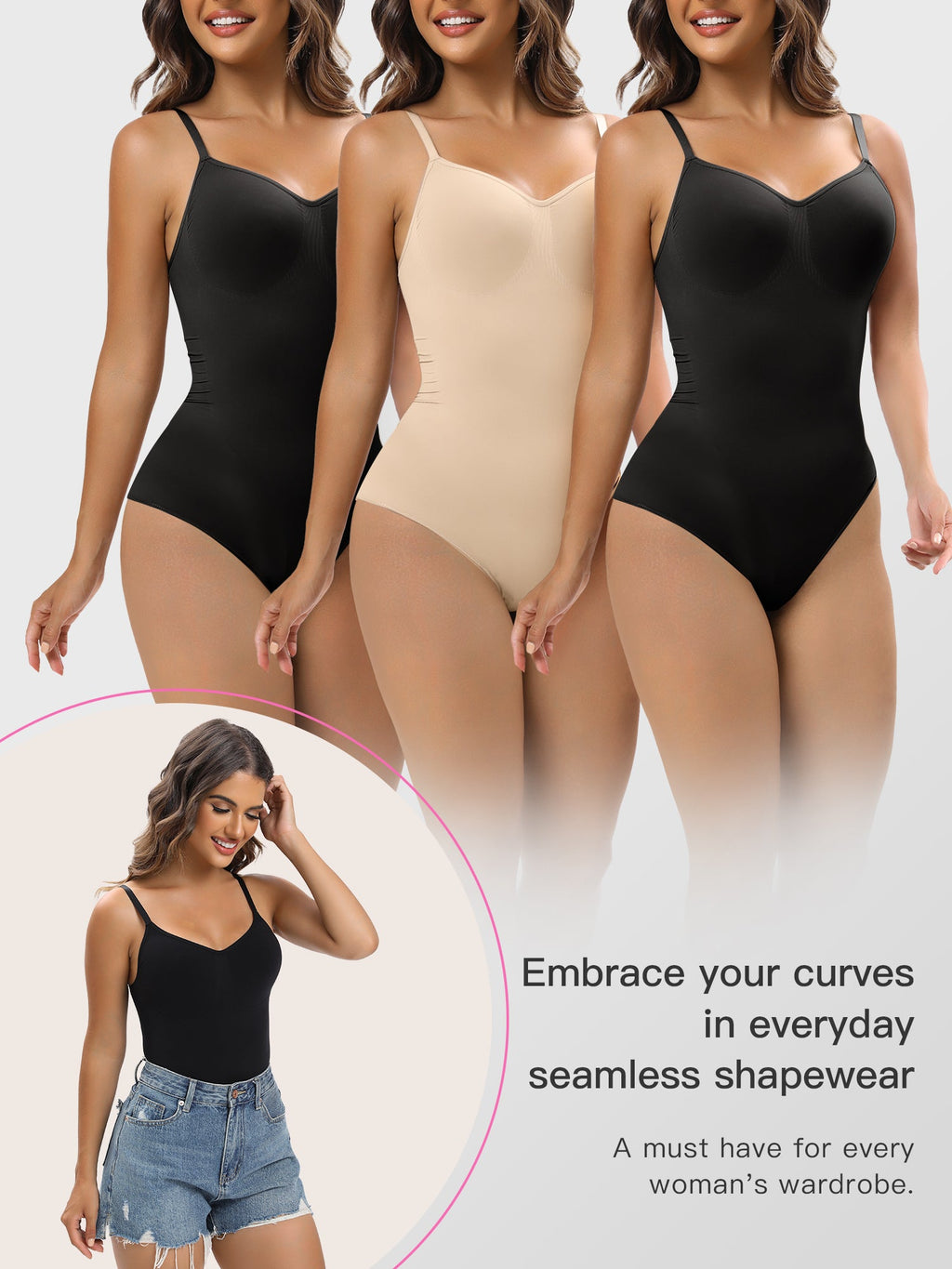Seamless Sculpt Adjustable Strap Brief Bodysuit