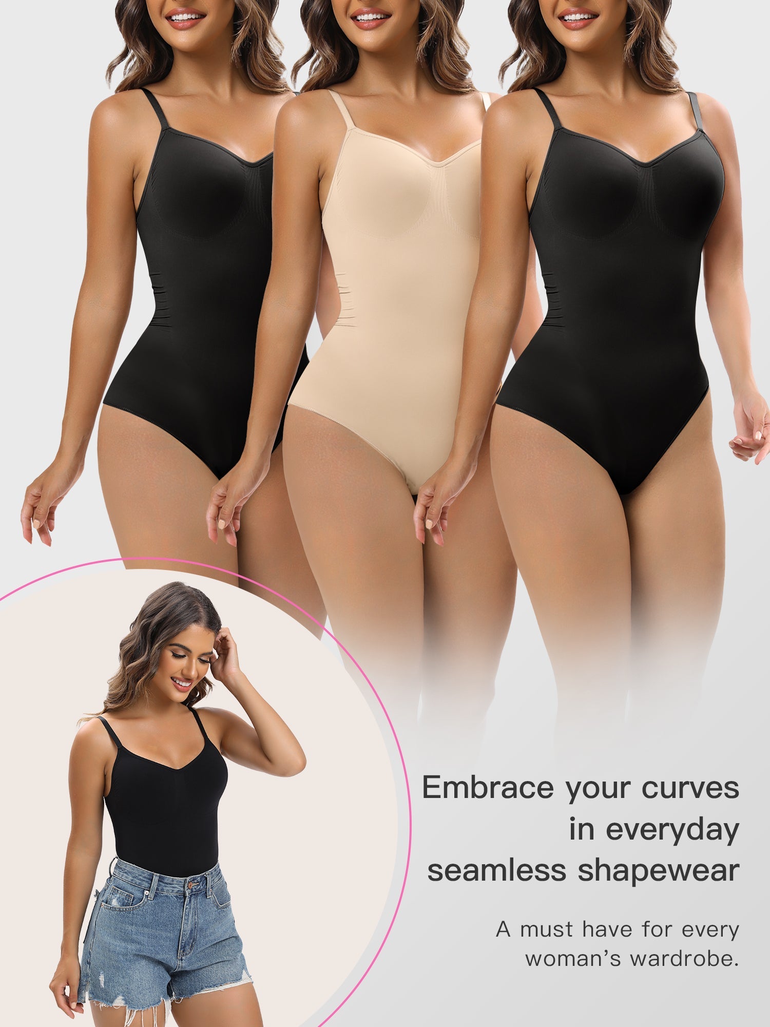Seamless Sculpt Adjustable Strap Brief Bodysuit