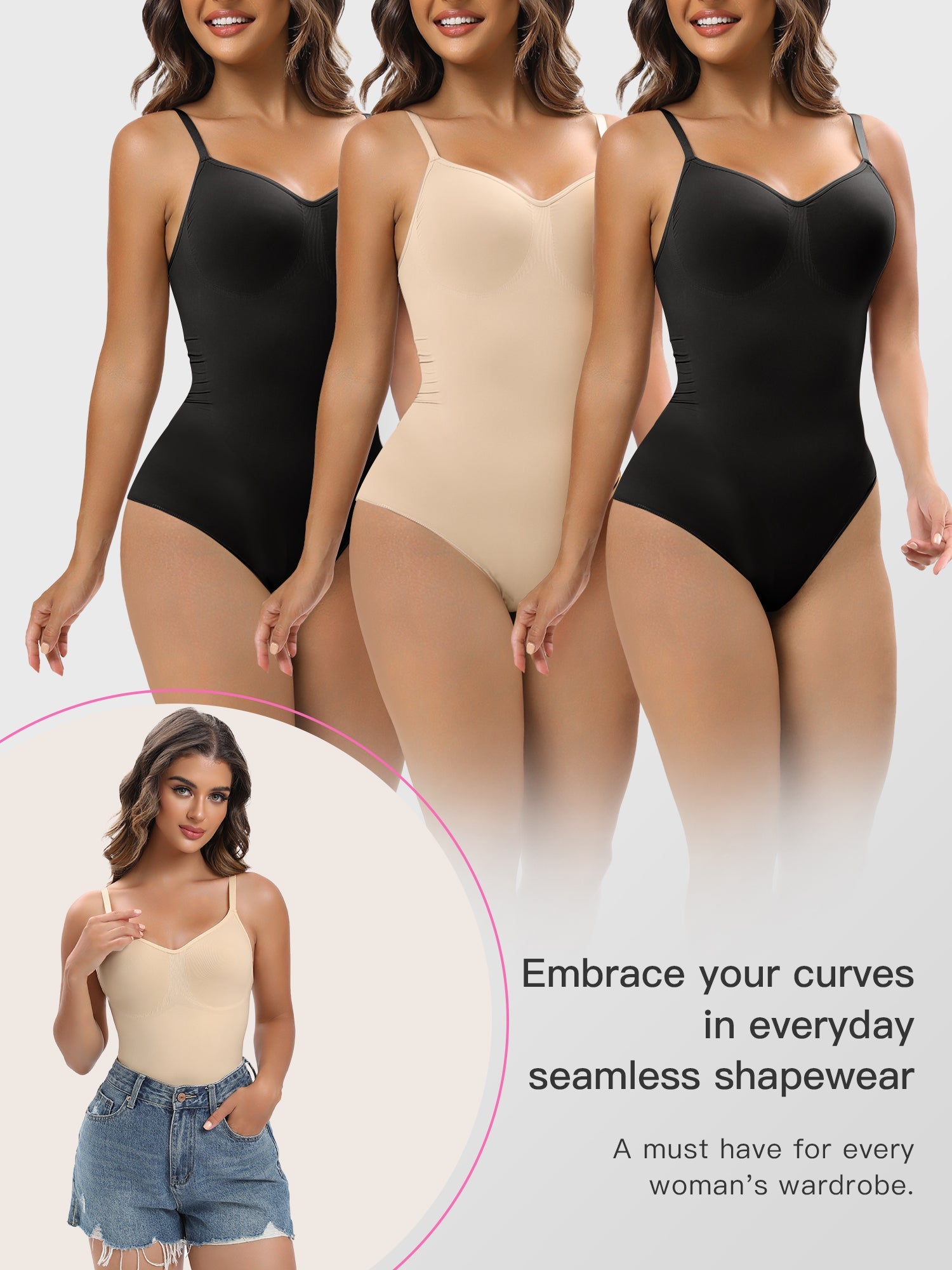 Seamless Sculpt Adjustable Strap Brief Bodysuit