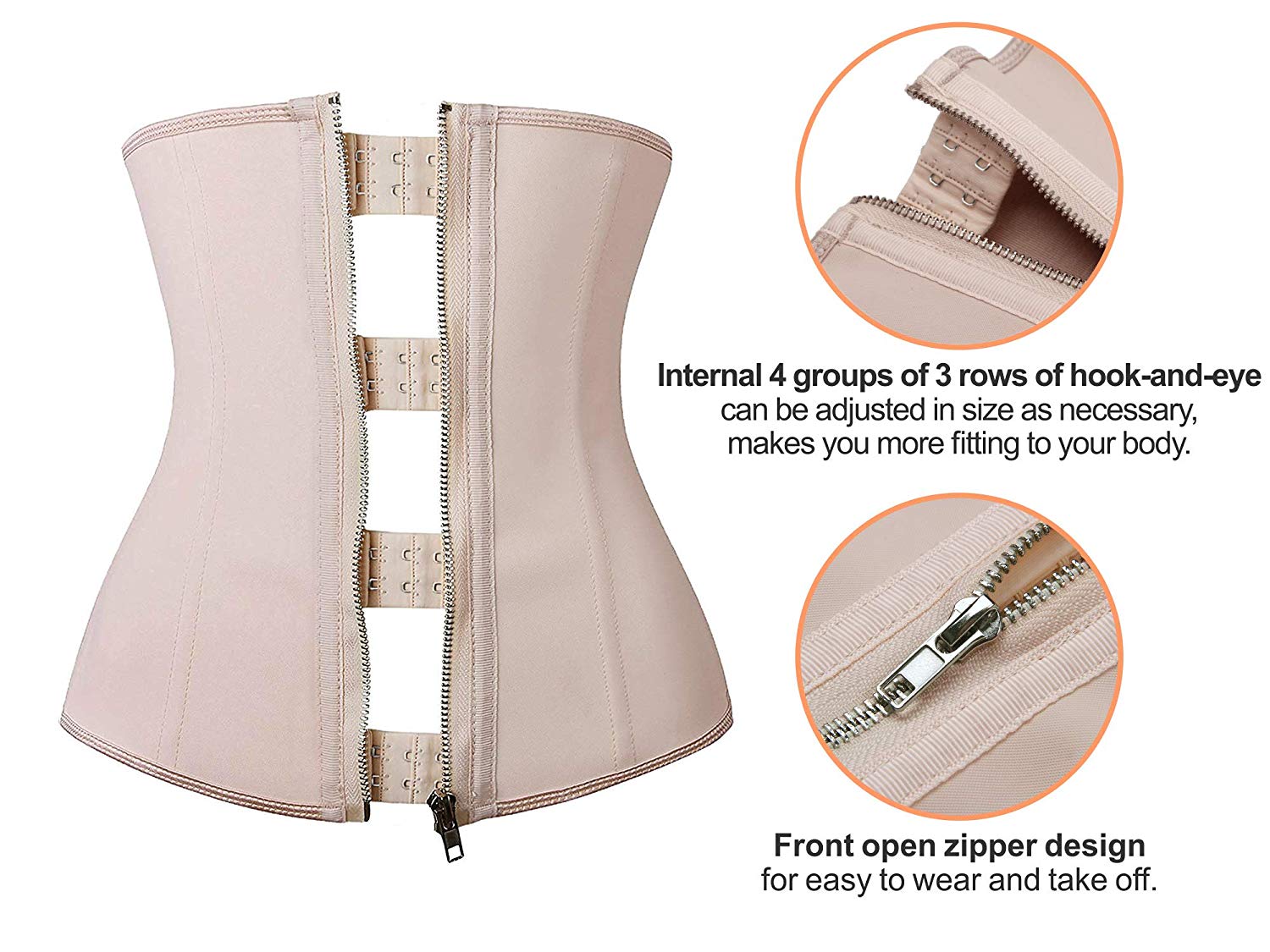 Front Zip Adjustable Compression Waist Trainer