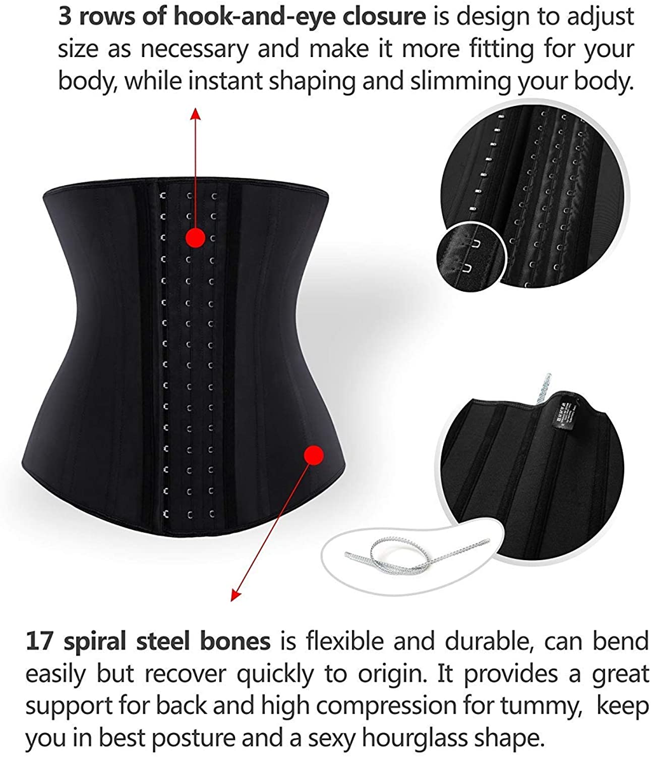 Classic 3 Hook Steel Boned Waist Trainer