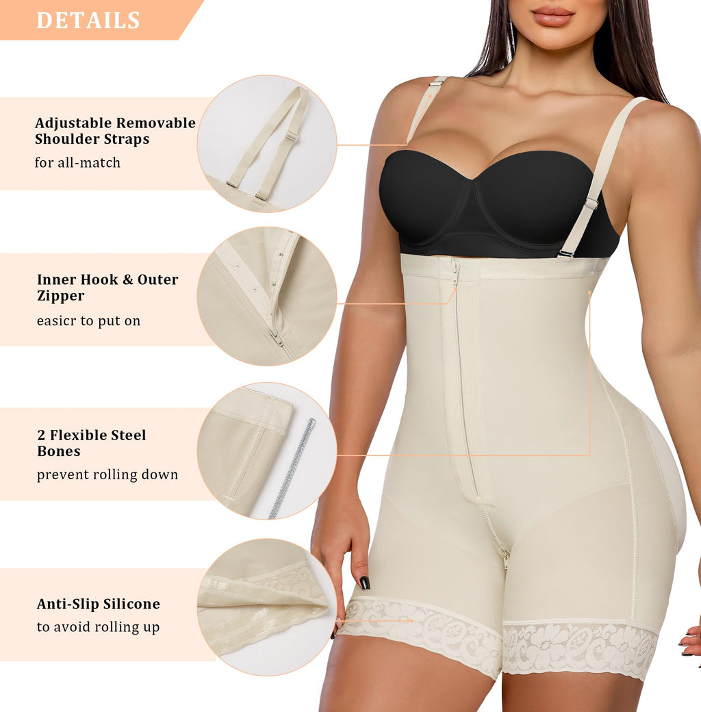 Open Bust High Back Mid-Thigh Faja Bodysuit