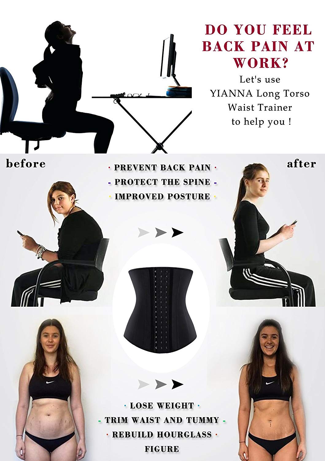 Classic 3 Hook Steel Boned Waist Trainer