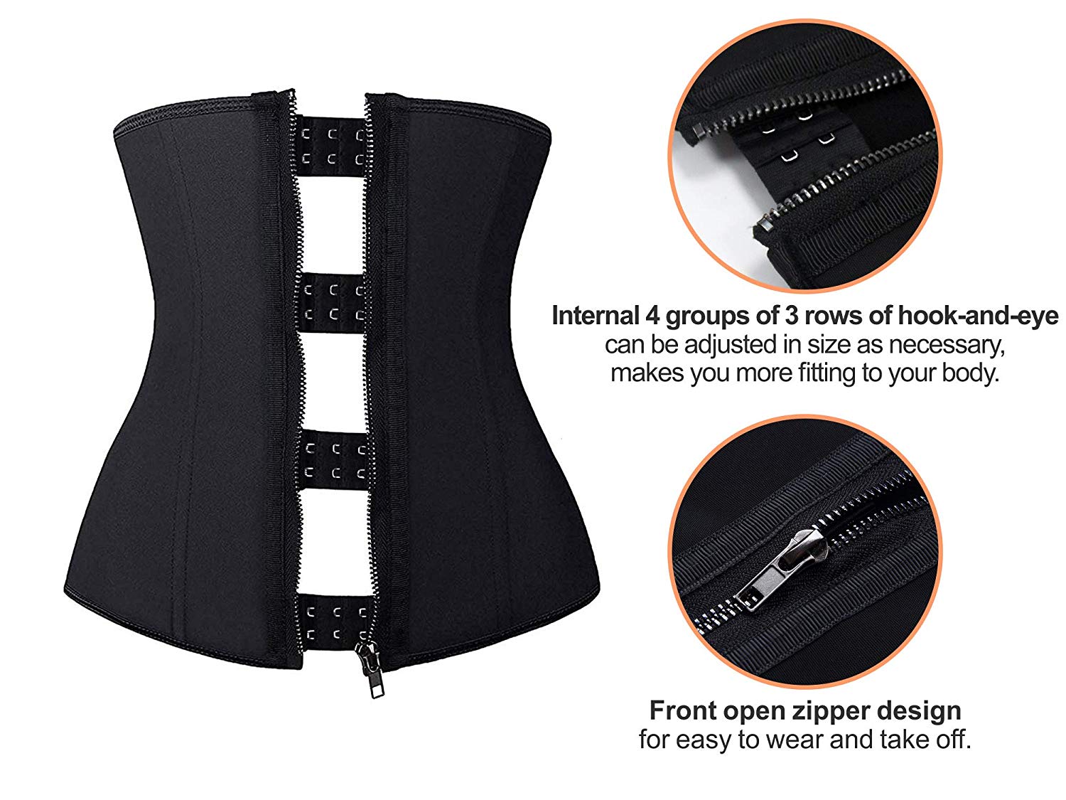 Front Zip Adjustable Compression Waist Trainer