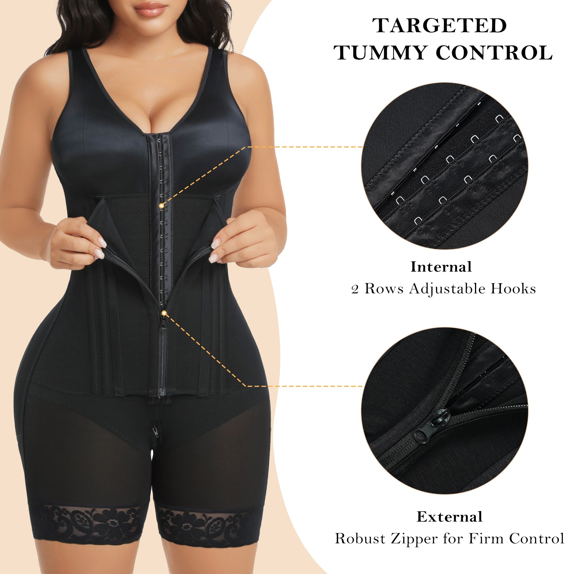 Steel Boned High Compression Full Bust Faja Bodysuit