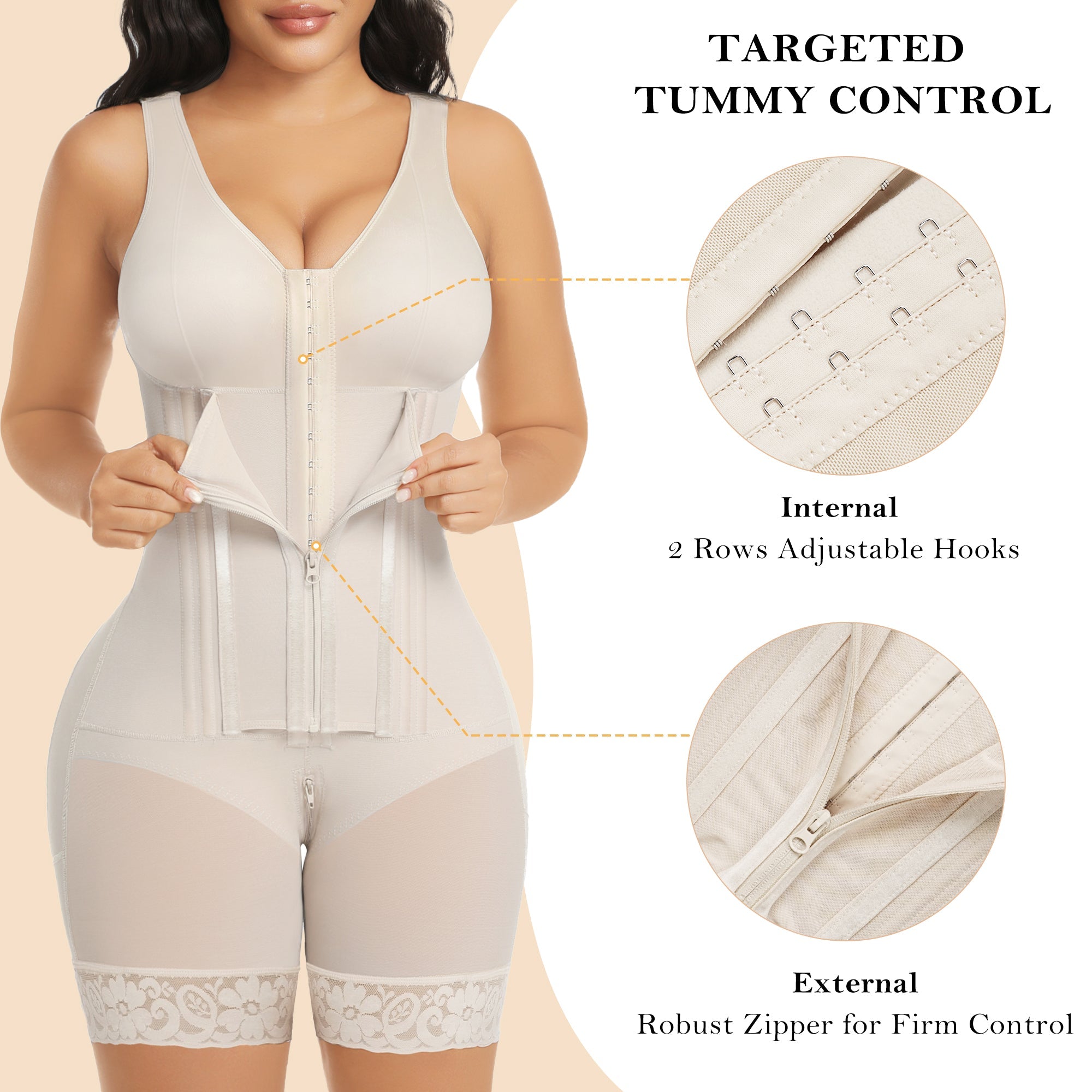 Steel Boned High Compression Full Bust Faja Bodysuit