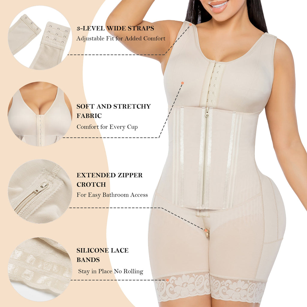 Steel Boned High Compression Full Bust Faja Bodysuit