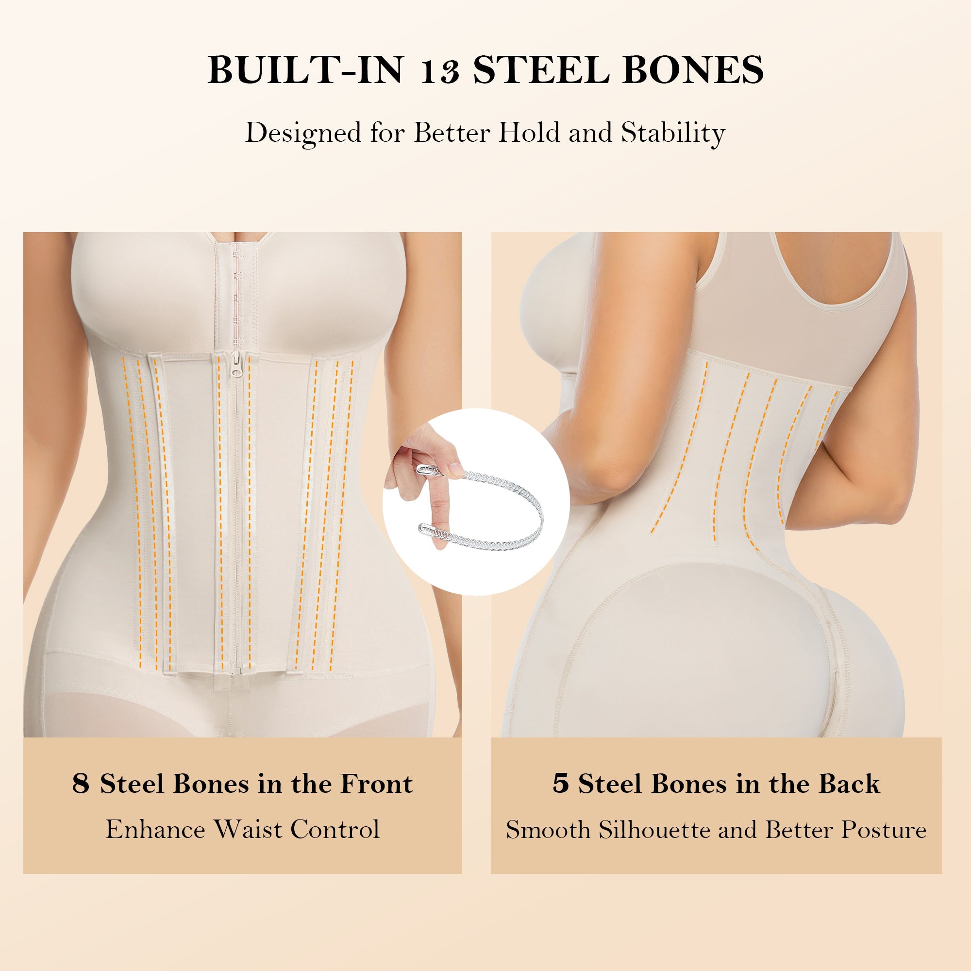 Steel Boned High Compression Full Bust Faja Bodysuit