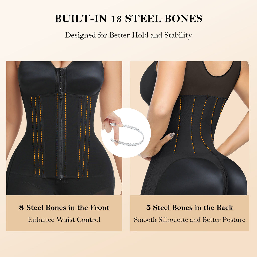 Steel Boned High Compression Full Bust Faja Bodysuit