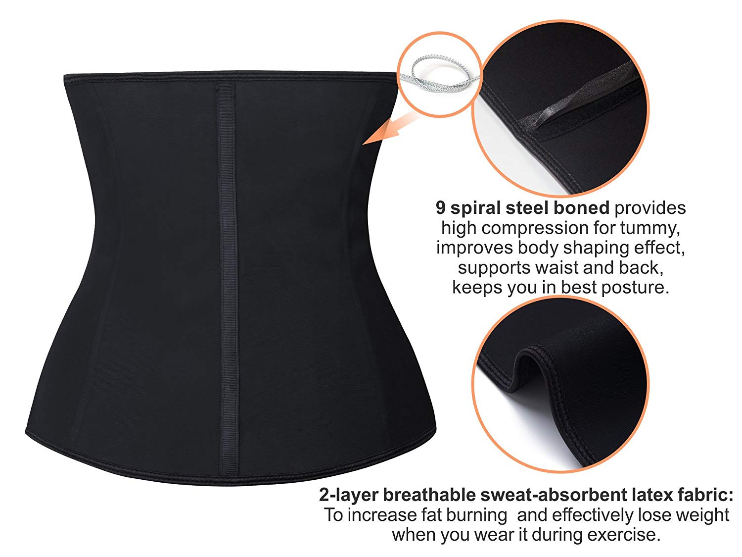 Front Zip Adjustable Compression Waist Trainer