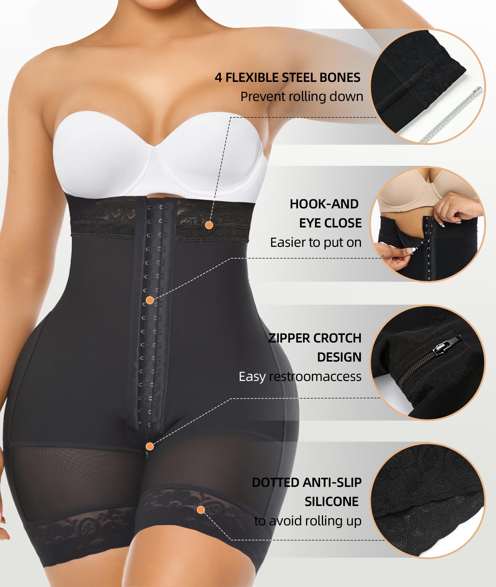 Strapless Tummy Control Mid-Thigh Shorts Faja