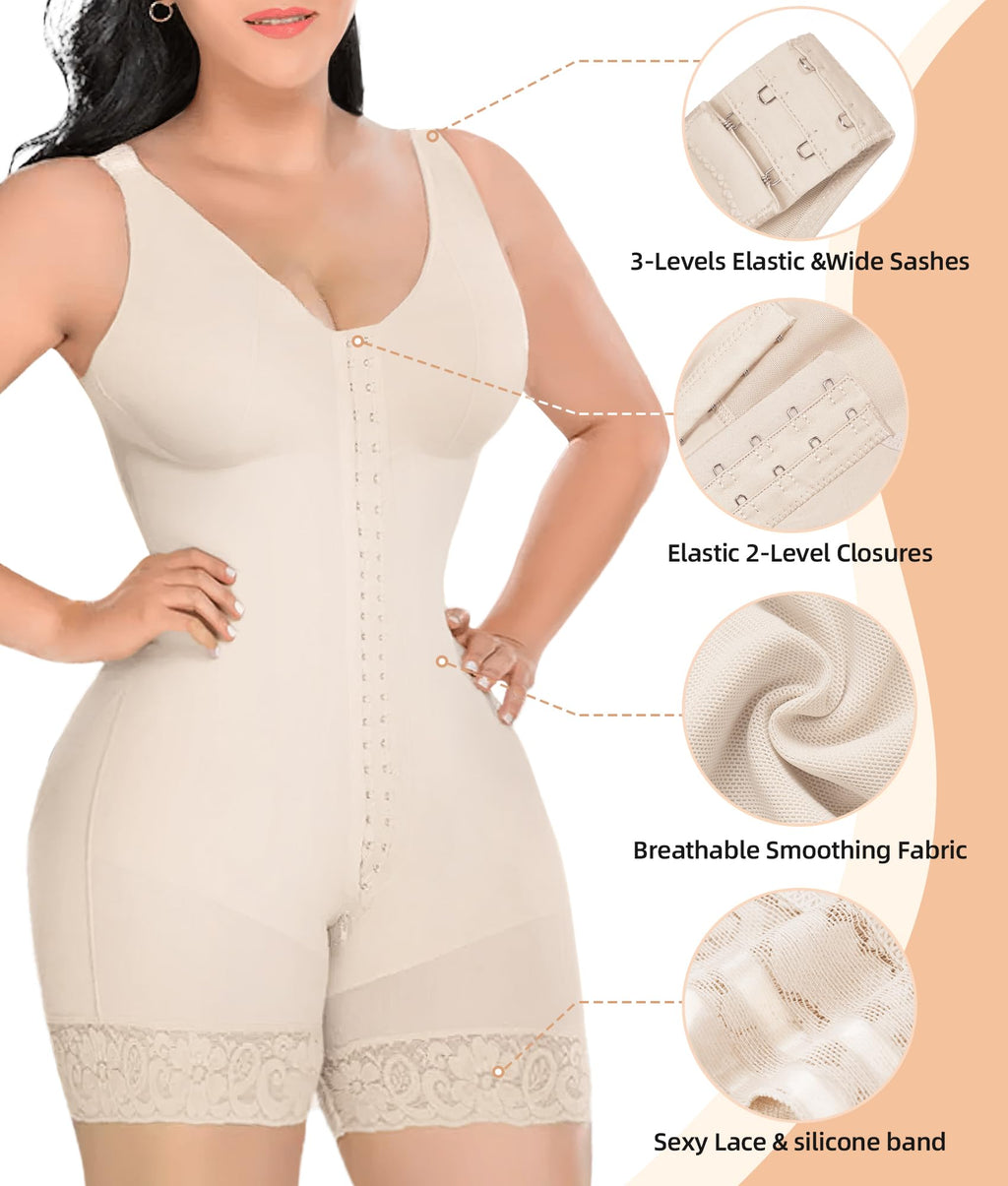 Front Hook Full Bust Mid-Thigh Shaping Shapewear
