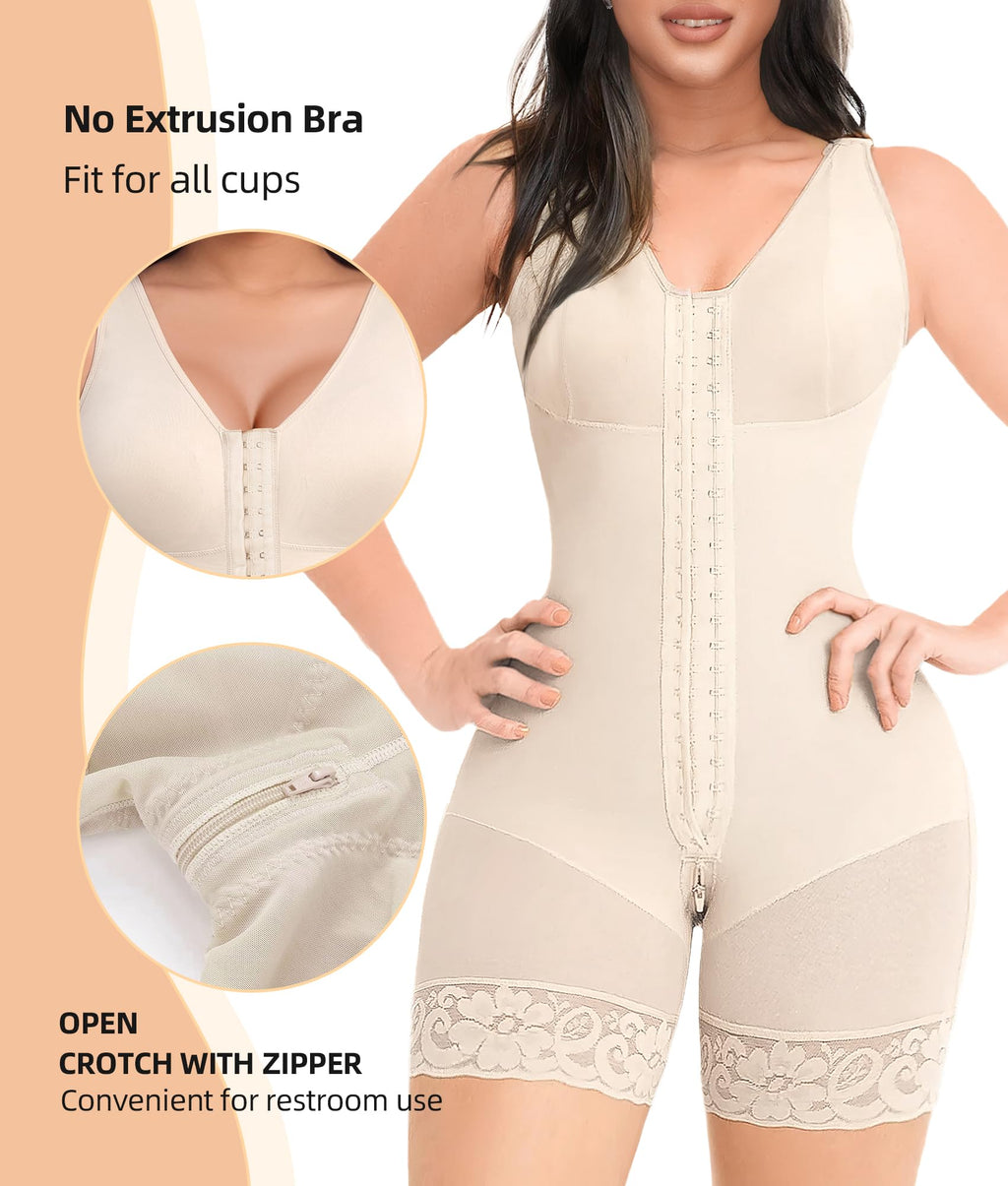 Front Hook Full Bust Mid-Thigh Shaping Shapewear
