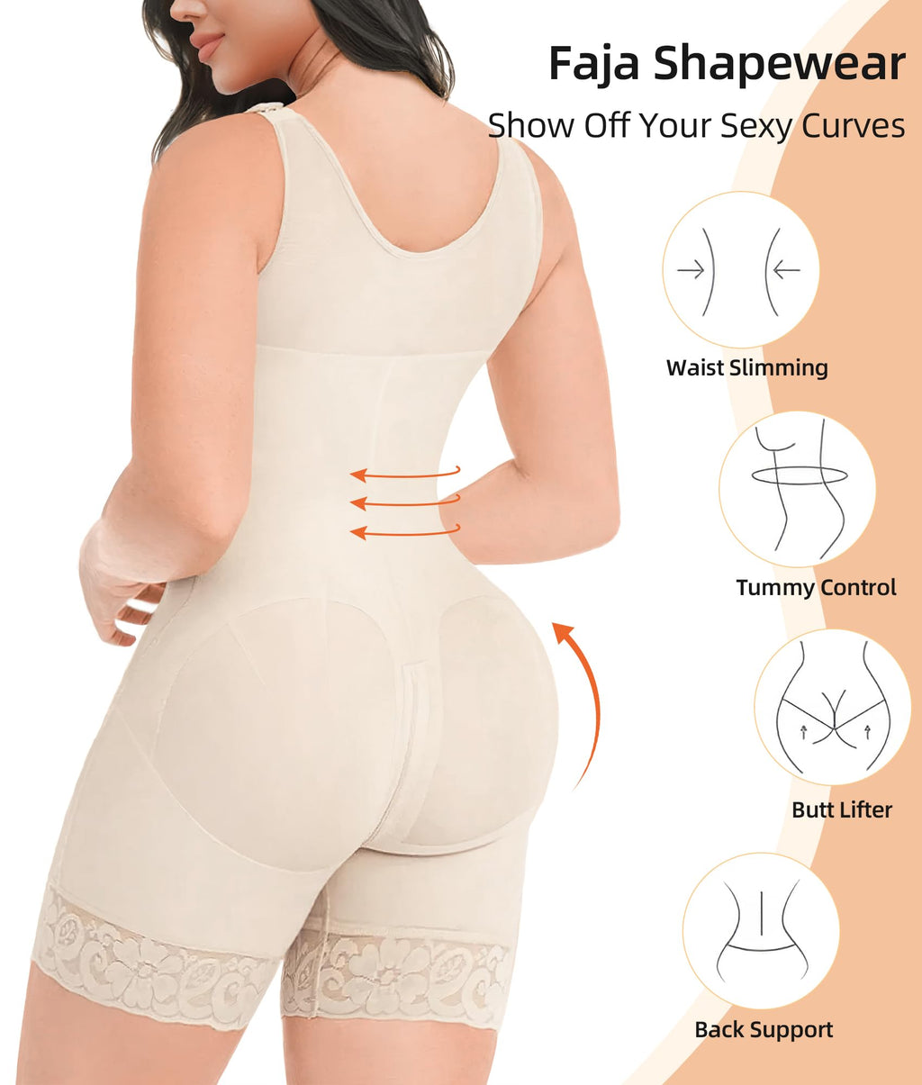 Front Hook Full Bust Mid-Thigh Shaping Shapewear