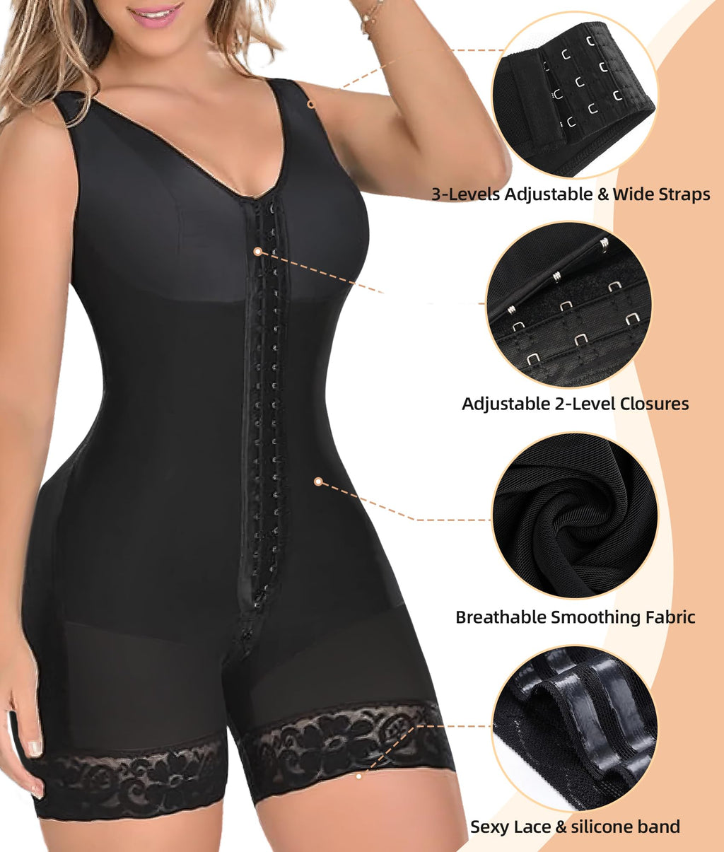 Front Hook Full Bust Mid-Thigh Shaping Shapewear