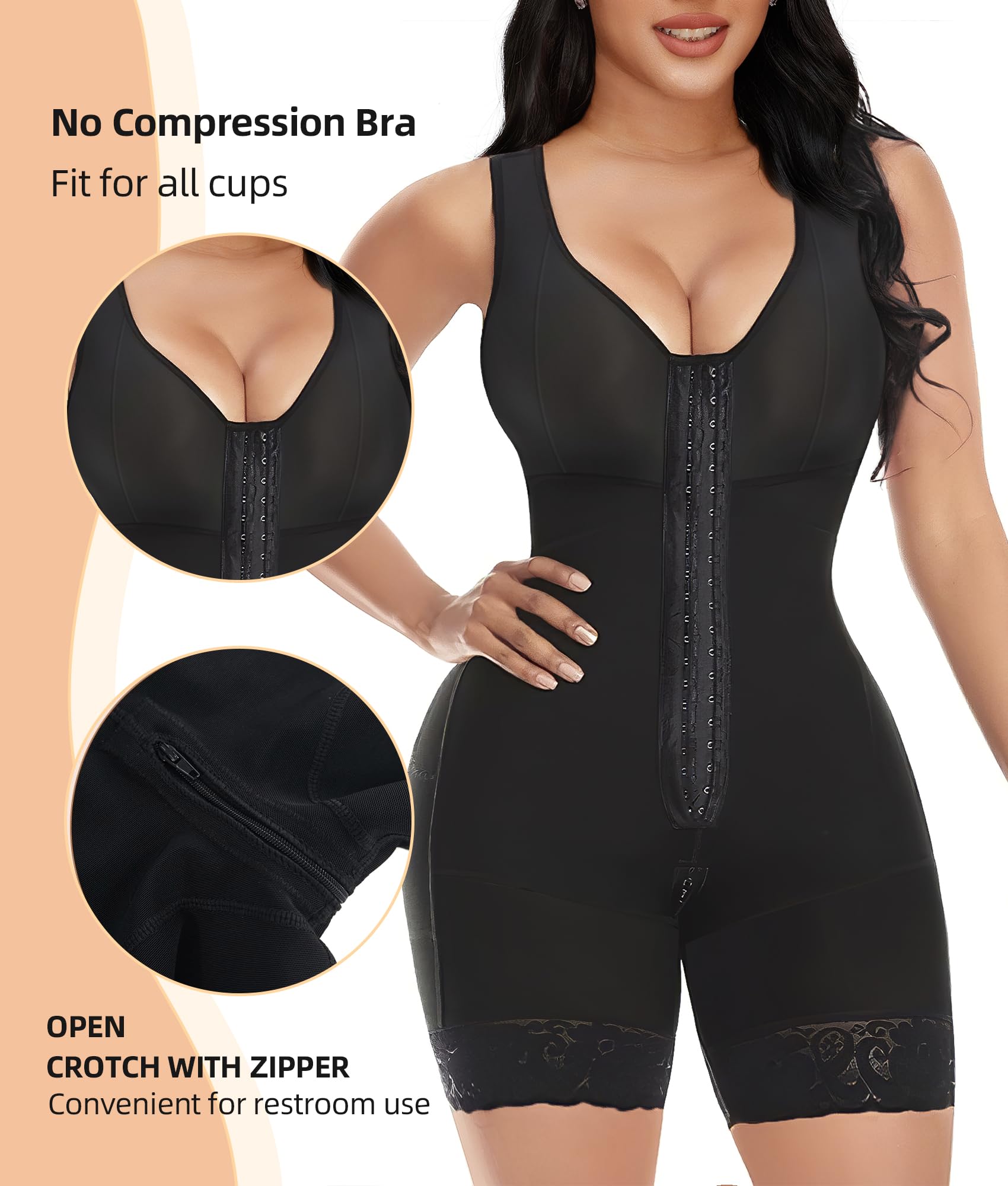 Front Hook Full Bust Mid-Thigh Shaping Shapewear