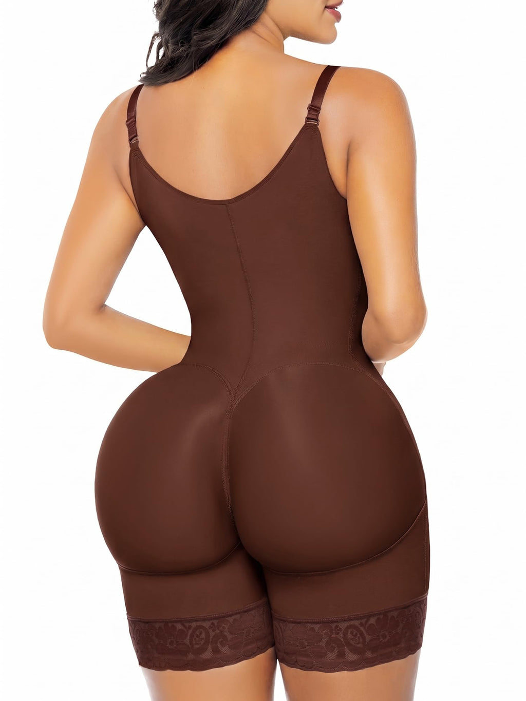 Open Bust Front Zip Mid-Thigh Faja Bodysuit