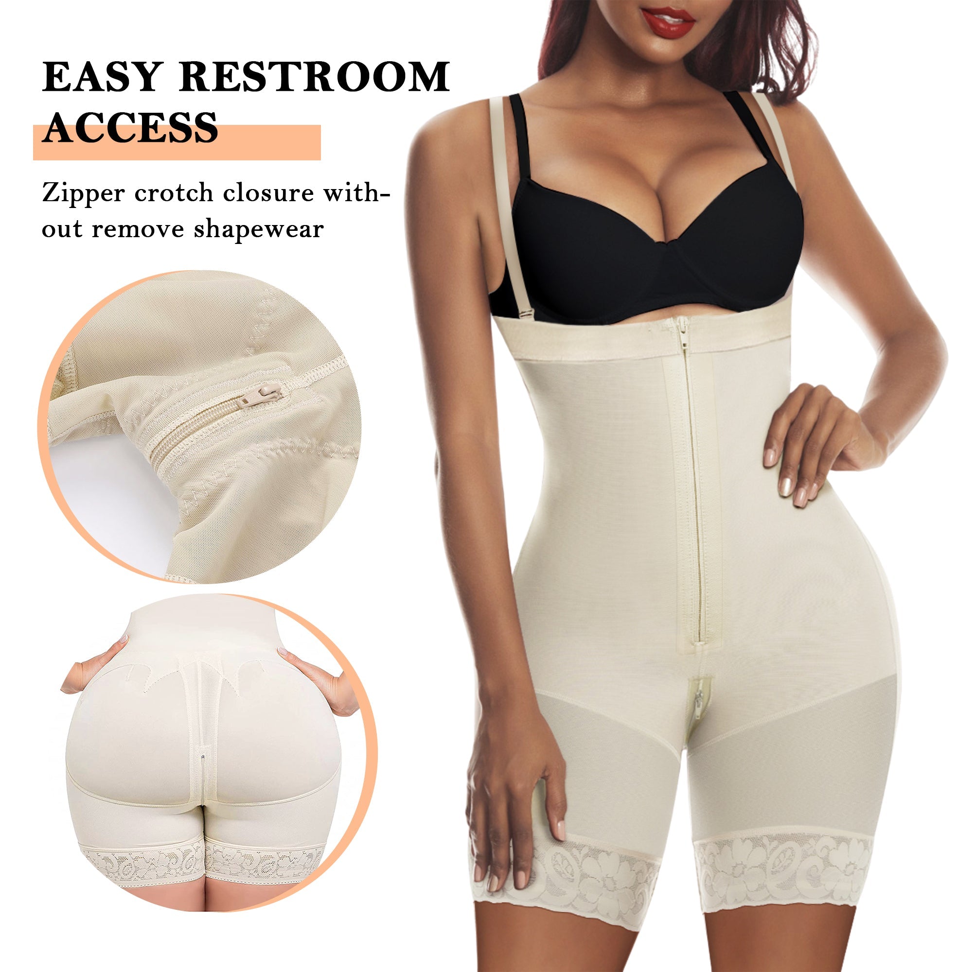 Open Bust High Back Mid-Thigh Faja Bodysuit