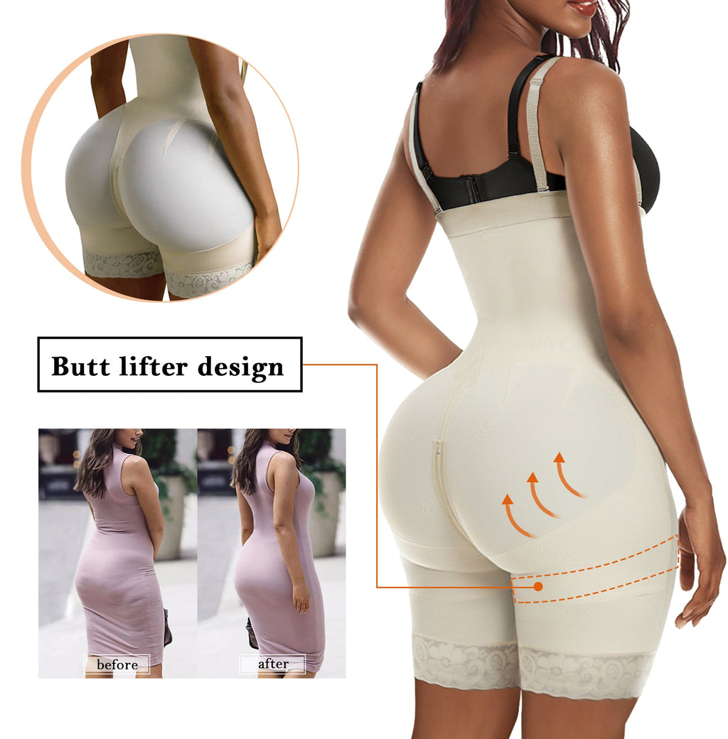 Open Bust High Back Mid-Thigh Faja Bodysuit