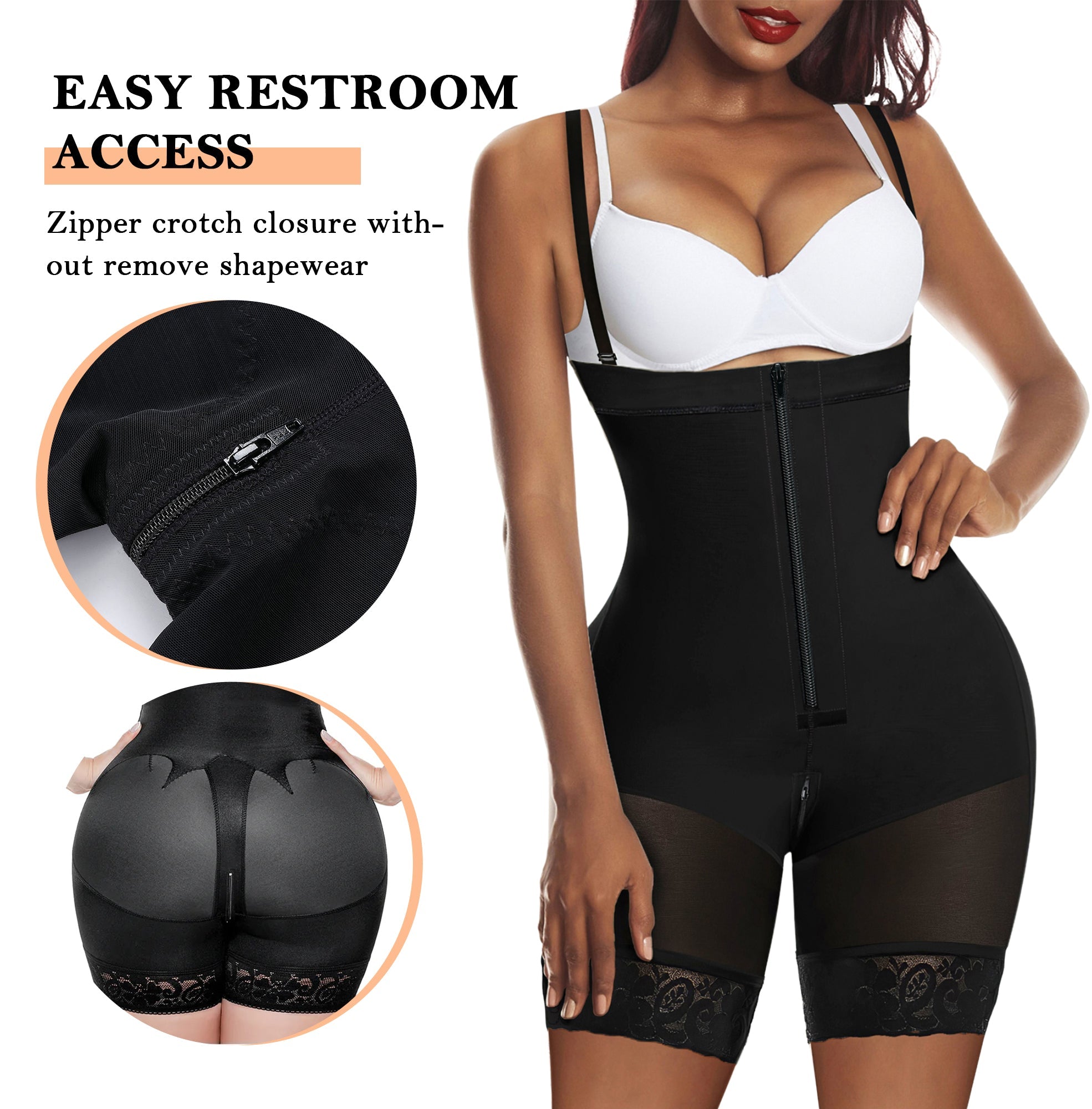 Open Bust High Back Mid-Thigh Faja Bodysuit
