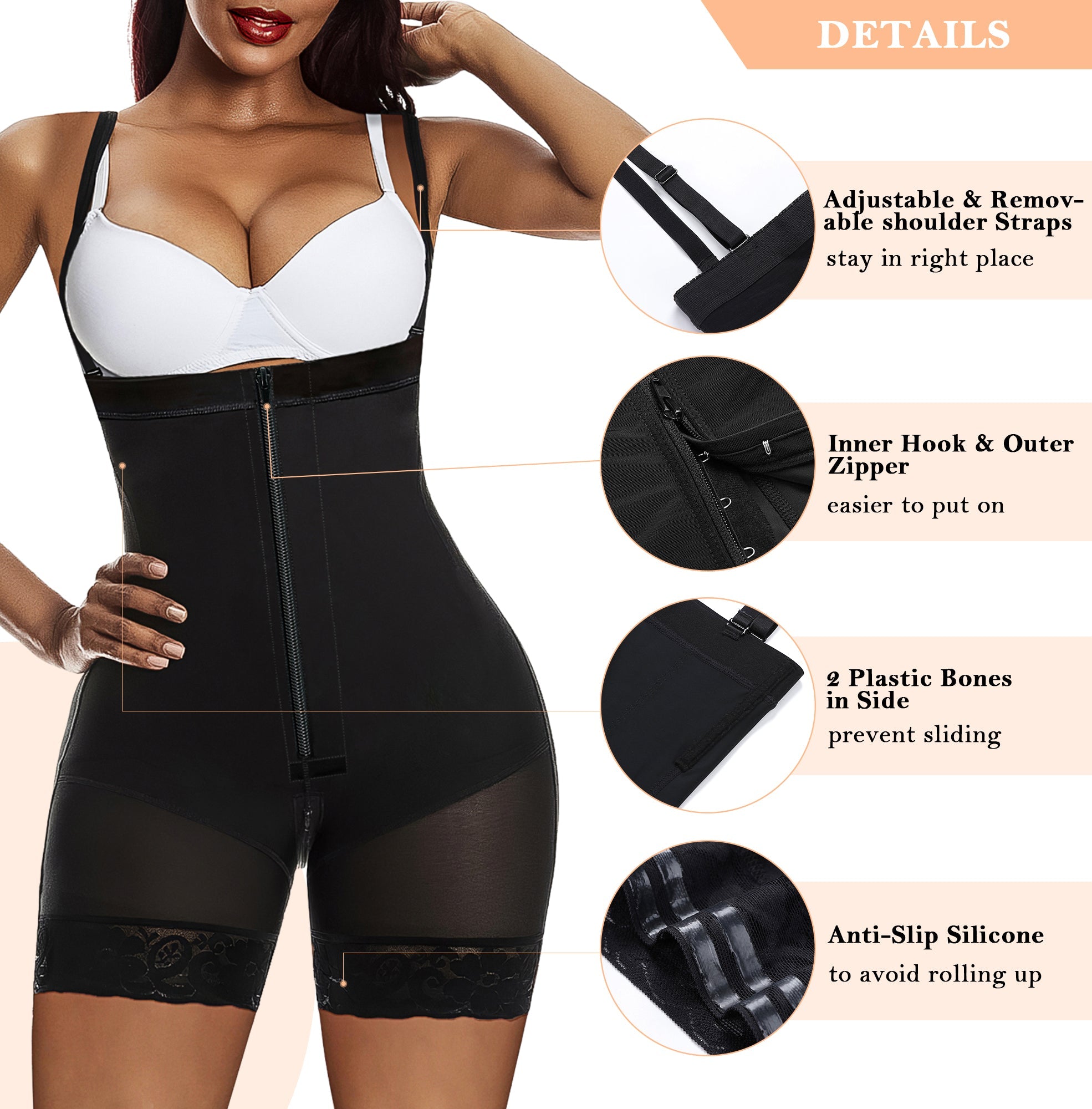 Open Bust High Back Mid-Thigh Faja Bodysuit