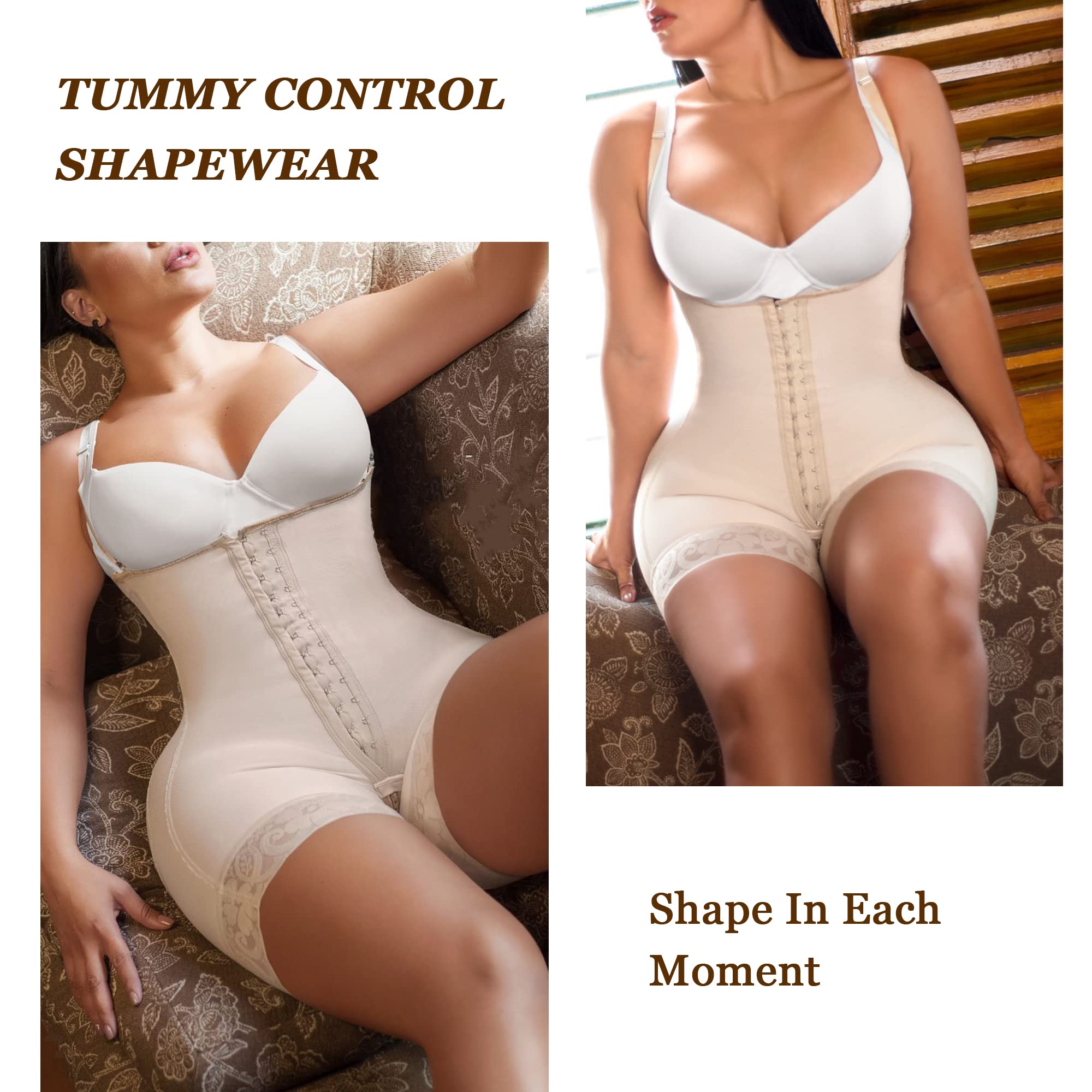 Open Bust Front Hook Mid-Thigh Faja Bodysuit