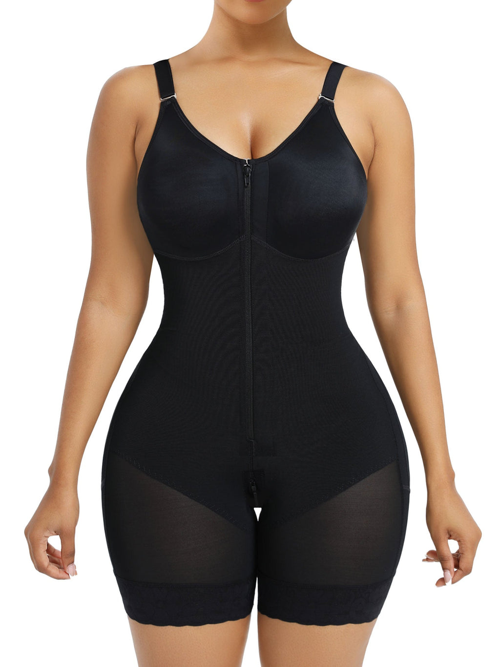 Front Zip Full Bust Mid-Thigh Faja Bodysuit