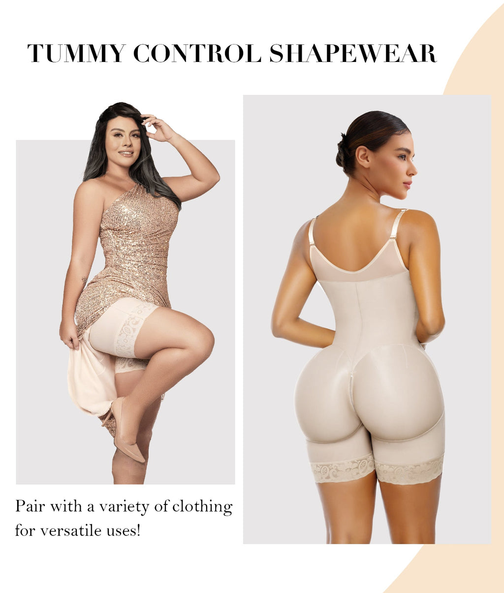Front Zip Full Bust Mid-Thigh Faja Bodysuit