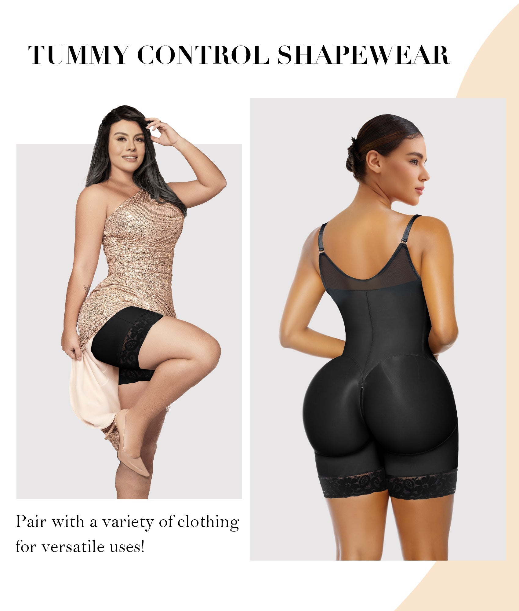 Front Zip Full Bust Mid-Thigh Faja Bodysuit