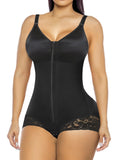 Side Bust Padded Front Zip Brief Cut Bodysuit