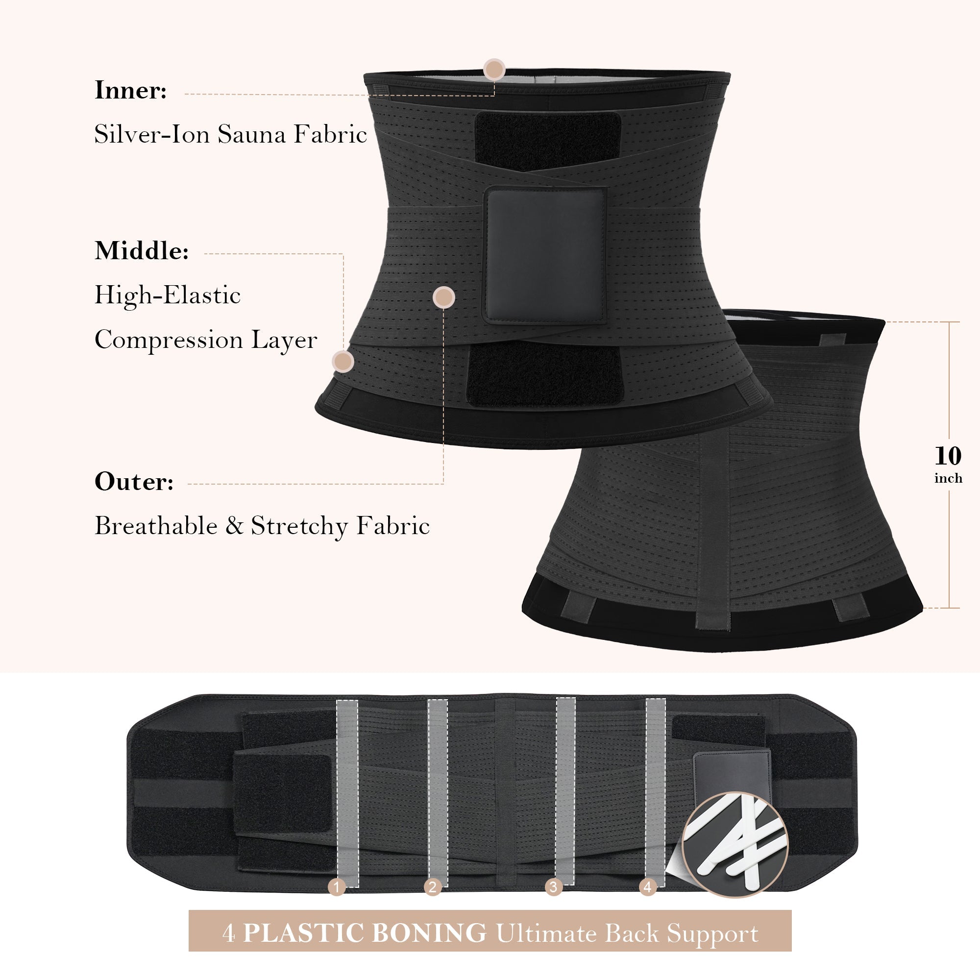 Triple Layer Sweat Sculpt Waist Trainer Belt