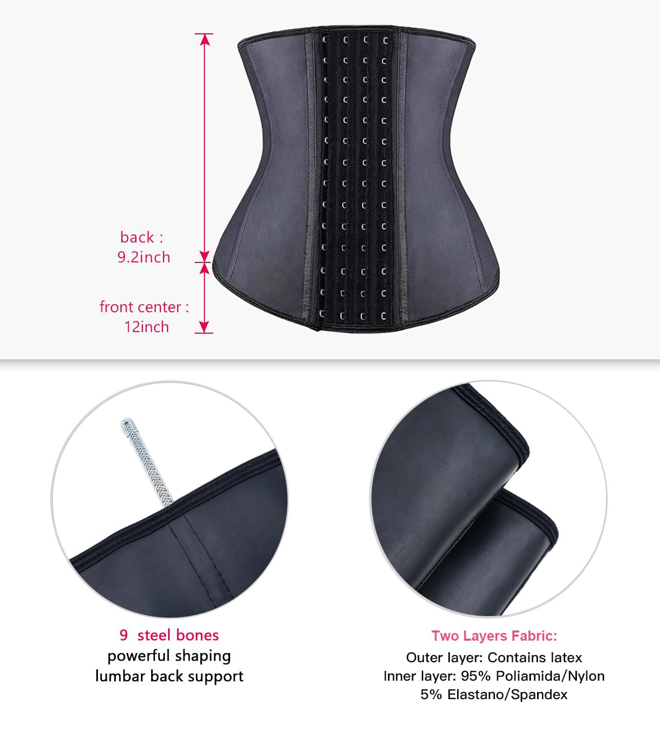 4 Hook Steel Boned Waist Trainer